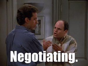 A customer trying to negotiate with a sales manager